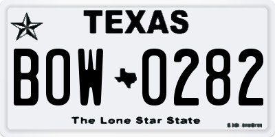 TX license plate BOW0282