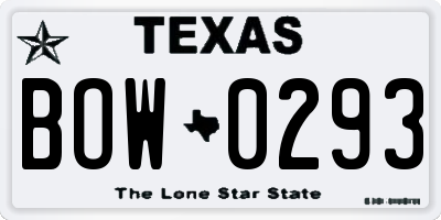 TX license plate BOW0293