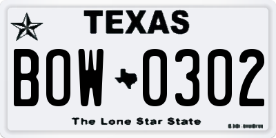 TX license plate BOW0302