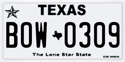 TX license plate BOW0309
