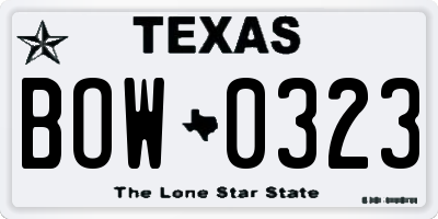 TX license plate BOW0323