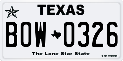 TX license plate BOW0326