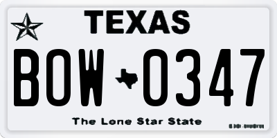 TX license plate BOW0347
