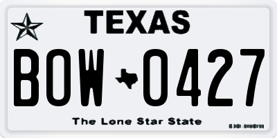 TX license plate BOW0427