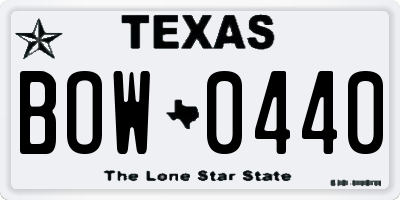 TX license plate BOW0440