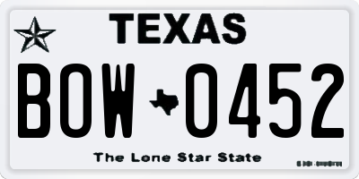 TX license plate BOW0452