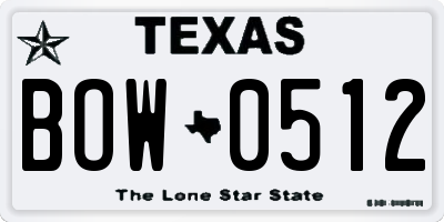 TX license plate BOW0512