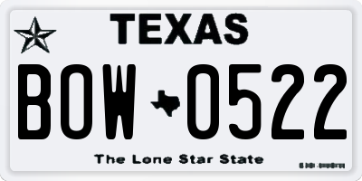 TX license plate BOW0522