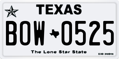 TX license plate BOW0525