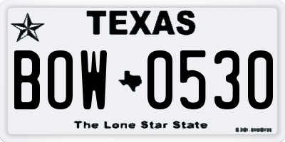 TX license plate BOW0530
