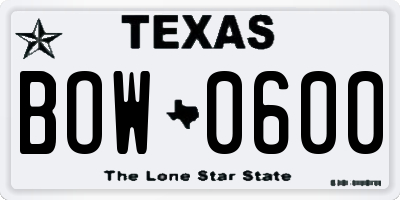 TX license plate BOW0600