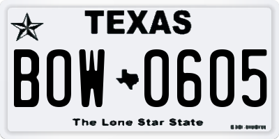 TX license plate BOW0605