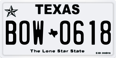 TX license plate BOW0618