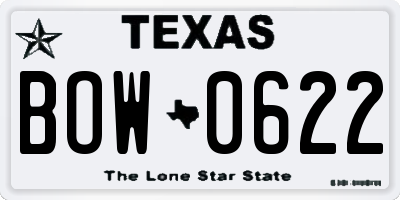 TX license plate BOW0622