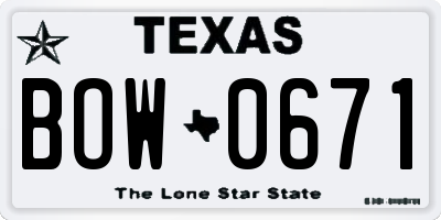 TX license plate BOW0671