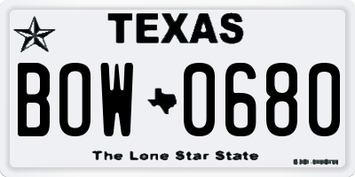 TX license plate BOW0680