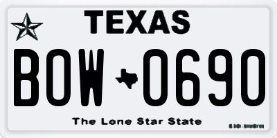 TX license plate BOW0690