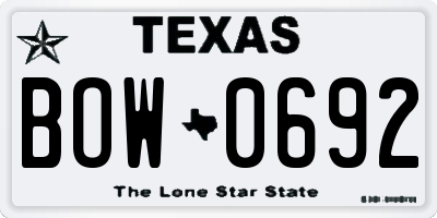 TX license plate BOW0692