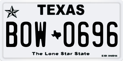 TX license plate BOW0696