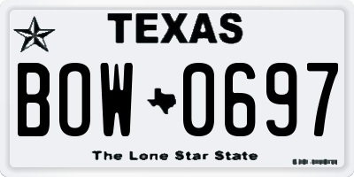 TX license plate BOW0697