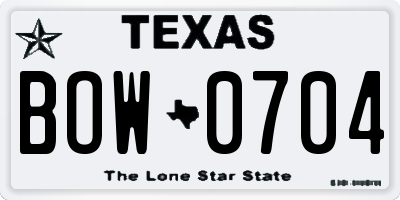 TX license plate BOW0704