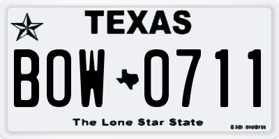 TX license plate BOW0711