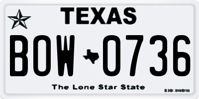 TX license plate BOW0736