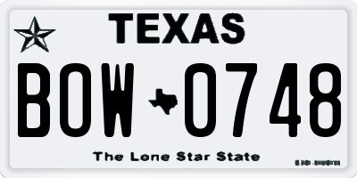 TX license plate BOW0748