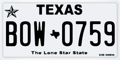 TX license plate BOW0759
