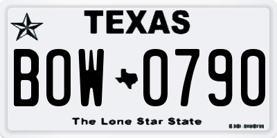 TX license plate BOW0790
