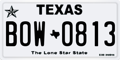 TX license plate BOW0813