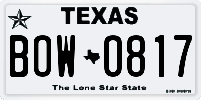 TX license plate BOW0817