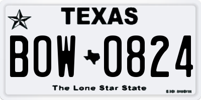 TX license plate BOW0824