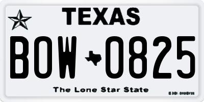 TX license plate BOW0825