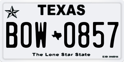 TX license plate BOW0857