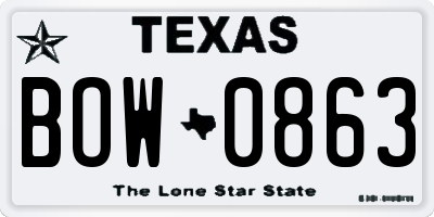 TX license plate BOW0863
