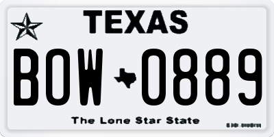 TX license plate BOW0889