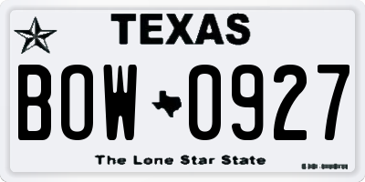 TX license plate BOW0927