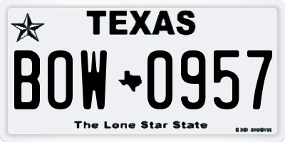 TX license plate BOW0957