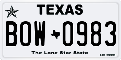 TX license plate BOW0983