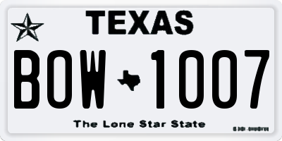 TX license plate BOW1007