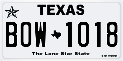 TX license plate BOW1018