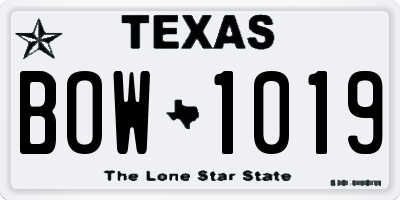 TX license plate BOW1019