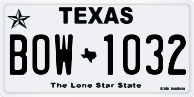 TX license plate BOW1032