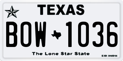 TX license plate BOW1036