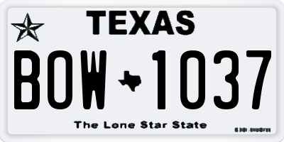 TX license plate BOW1037