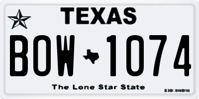 TX license plate BOW1074