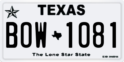 TX license plate BOW1081