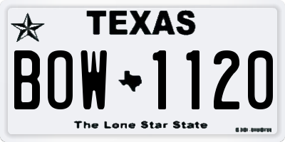 TX license plate BOW1120