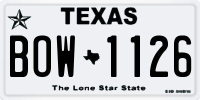 TX license plate BOW1126